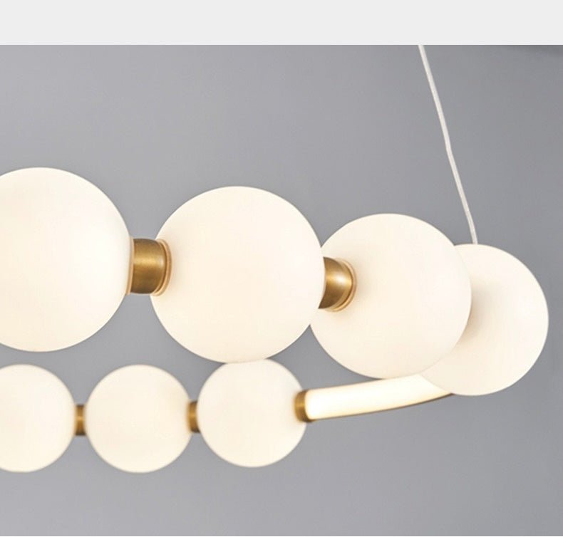 Luna Orbit Glass Chandelier – Modern Gold Ring Pendant - SHAGHAF HOME