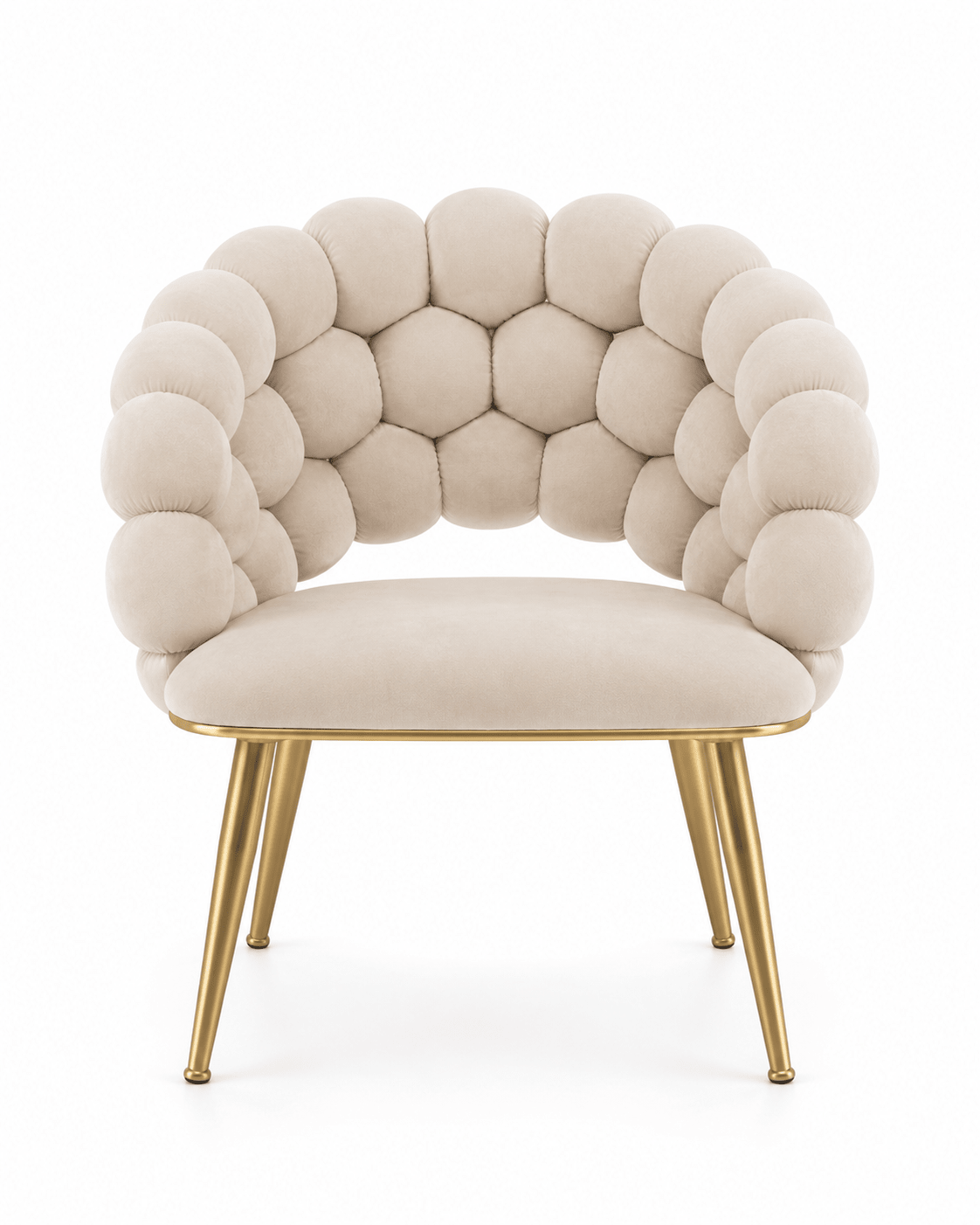 Lunara Bubble Accent Chair – Cream Velvet & Gold Legs - SHAGHAF HOME