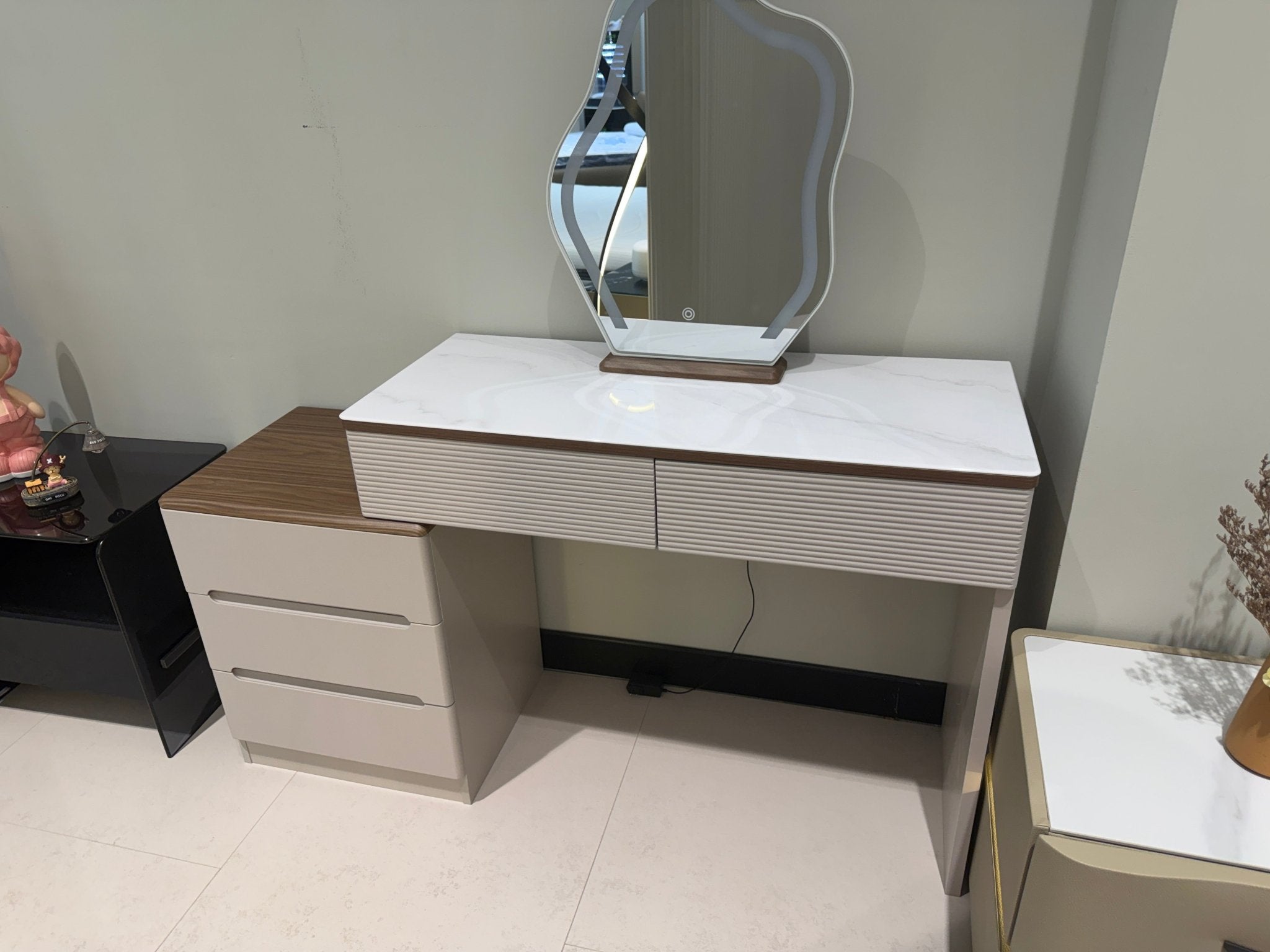 Lunara Marble Vanity Dresser with LED Mirror - SHAGHAF HOME