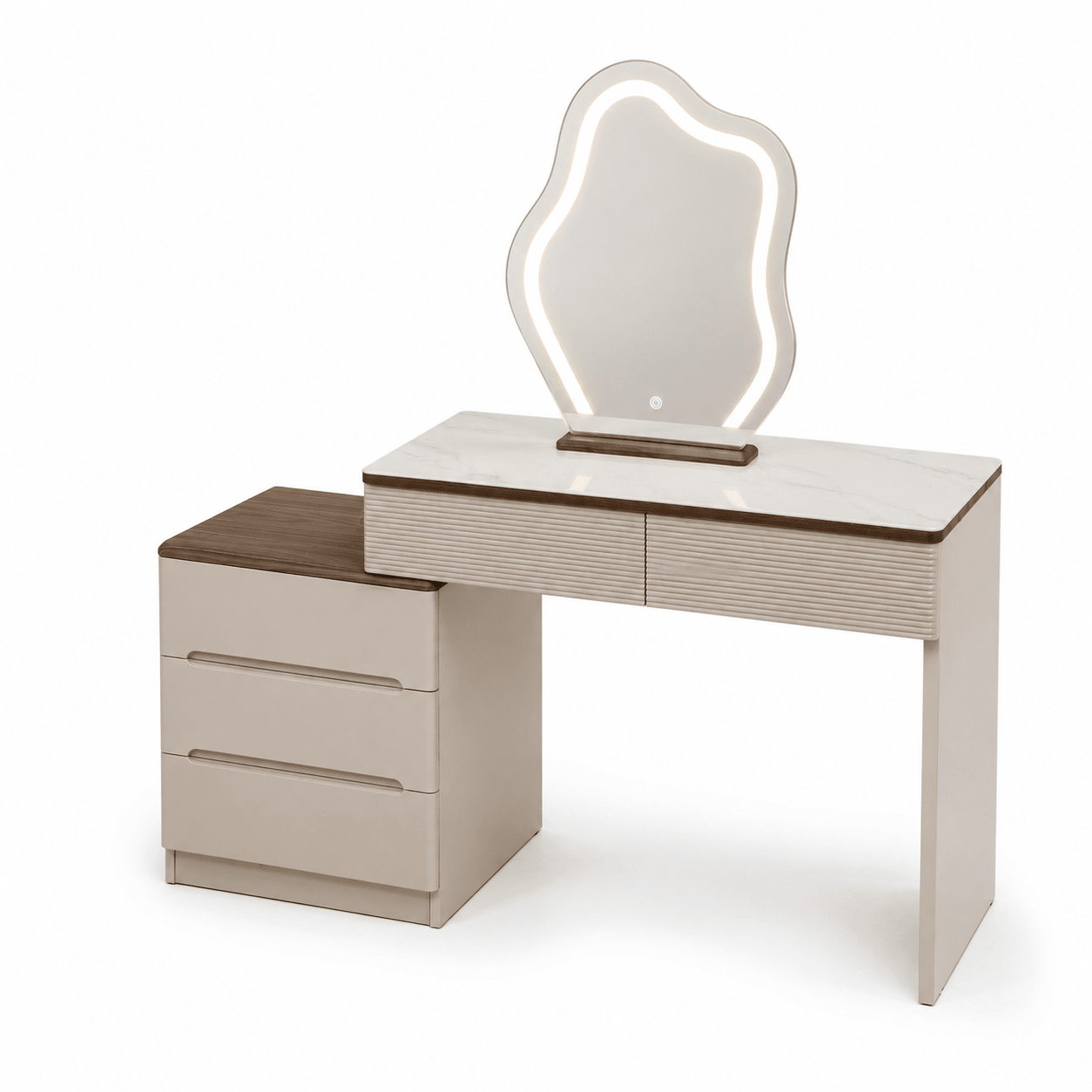 Lunara Marble Vanity Dresser with LED Mirror - SHAGHAF HOME