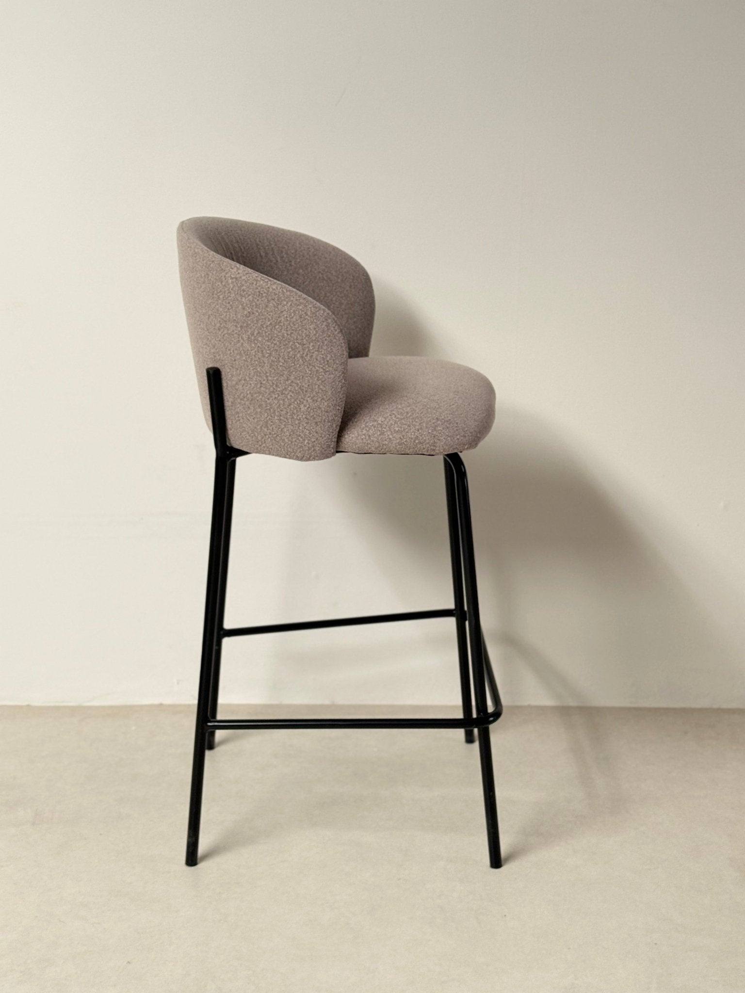 Luxe Curve Bar Stool – Fabric Seat with Black Metal Base - SHAGHAF HOME
