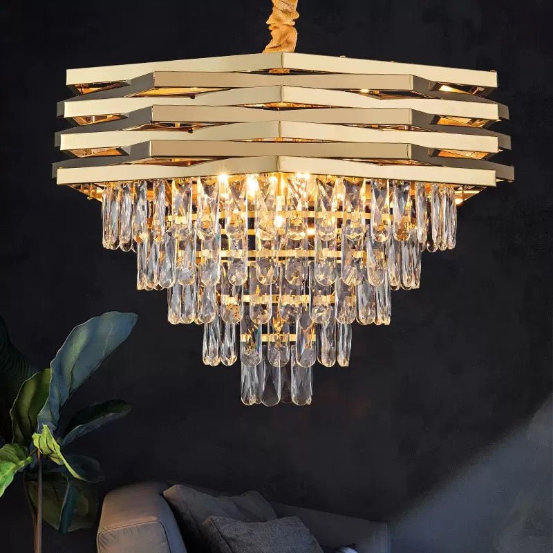 Luxe Prism Cascade Chandelier – 80 cm - SHAGHAF HOME