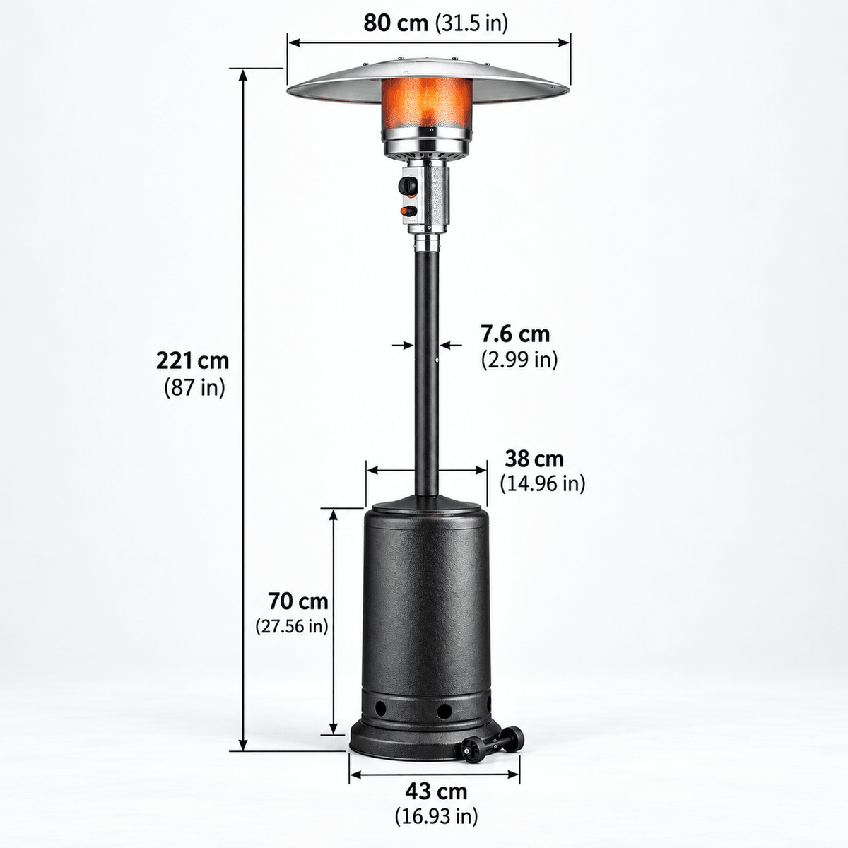 Luxury Black Mushroom Outdoor Gas Patio Heater with 360° Heat Coverage - SHAGHAF HOME
