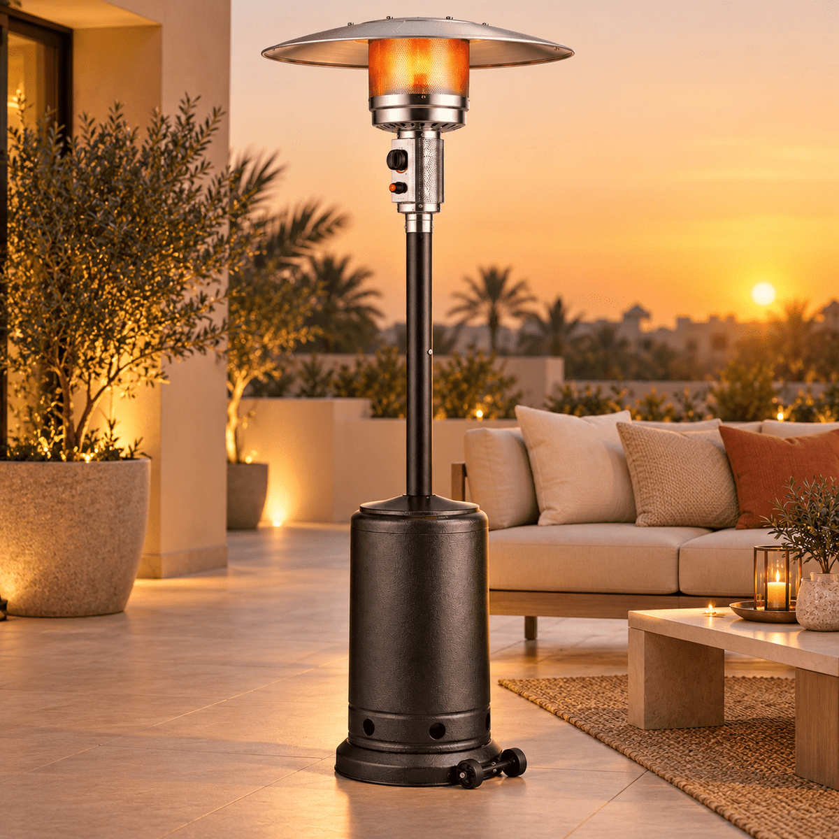 Luxury Black Mushroom Outdoor Gas Patio Heater with 360° Heat Coverage - SHAGHAF HOME