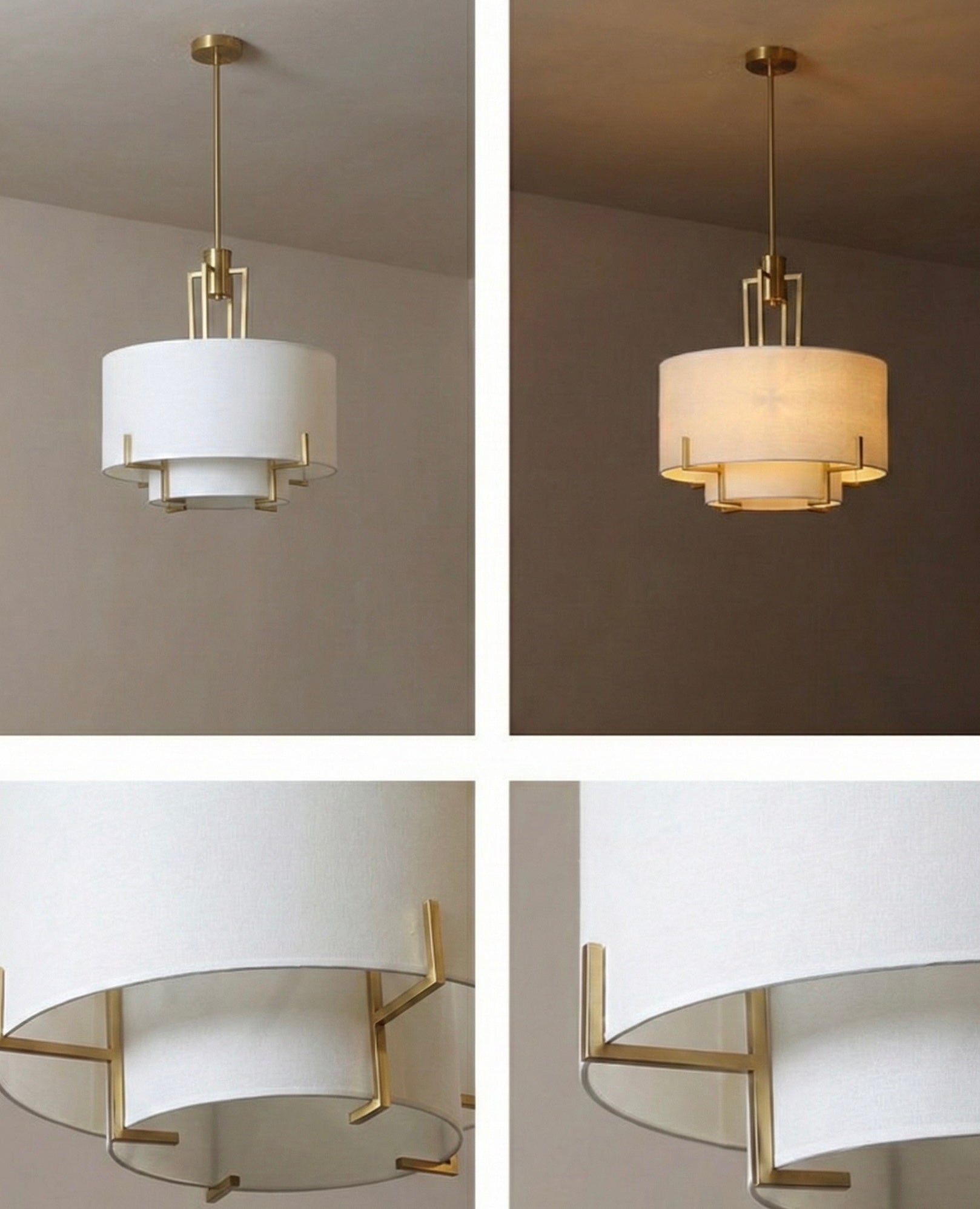 Luxury Gold - Frame Fabric Chandelier –| Modern Chinese - Inspired Ceiling Lamp - SHAGHAF HOME