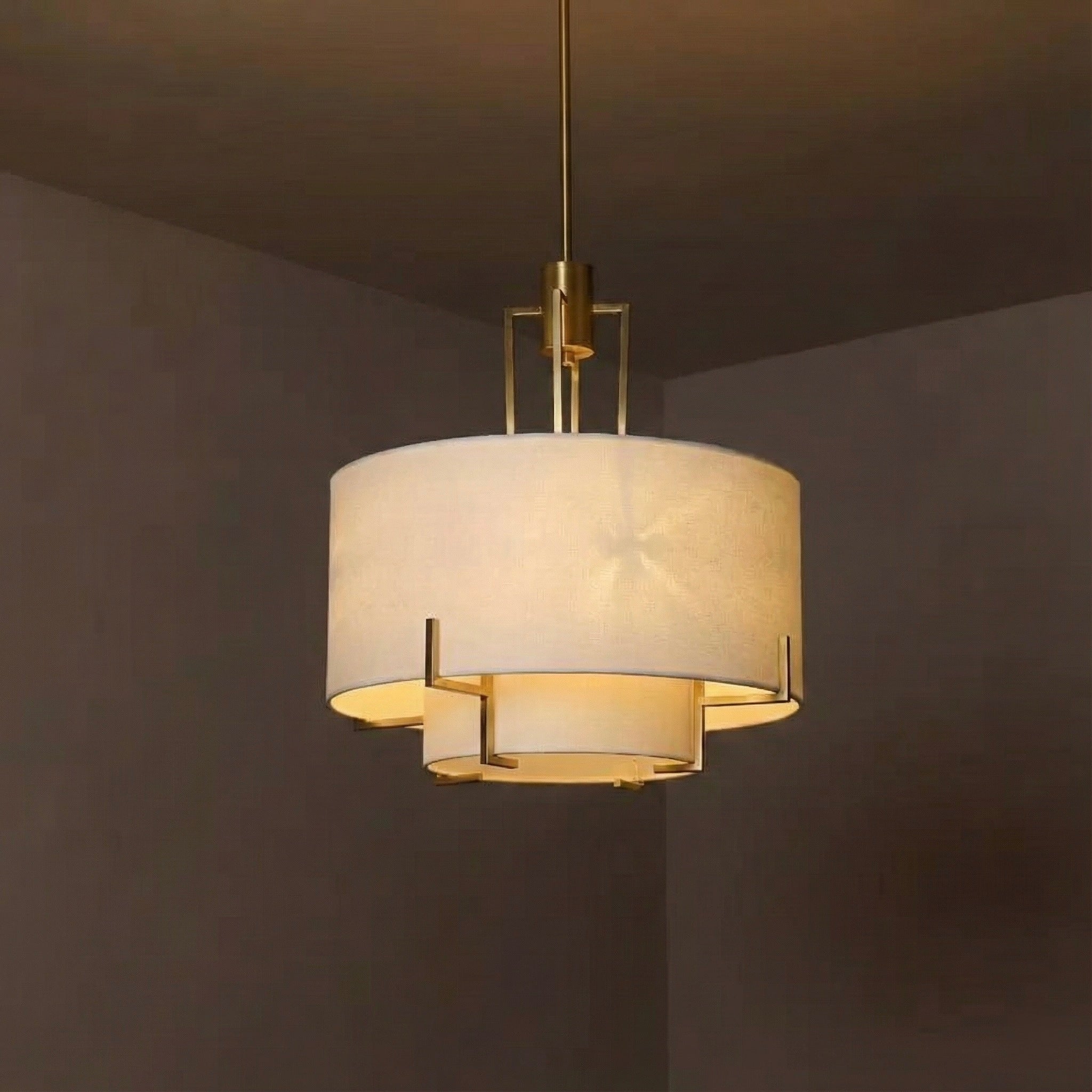 Luxury Gold - Frame Fabric Chandelier –| Modern Chinese - Inspired Ceiling Lamp - SHAGHAF HOME