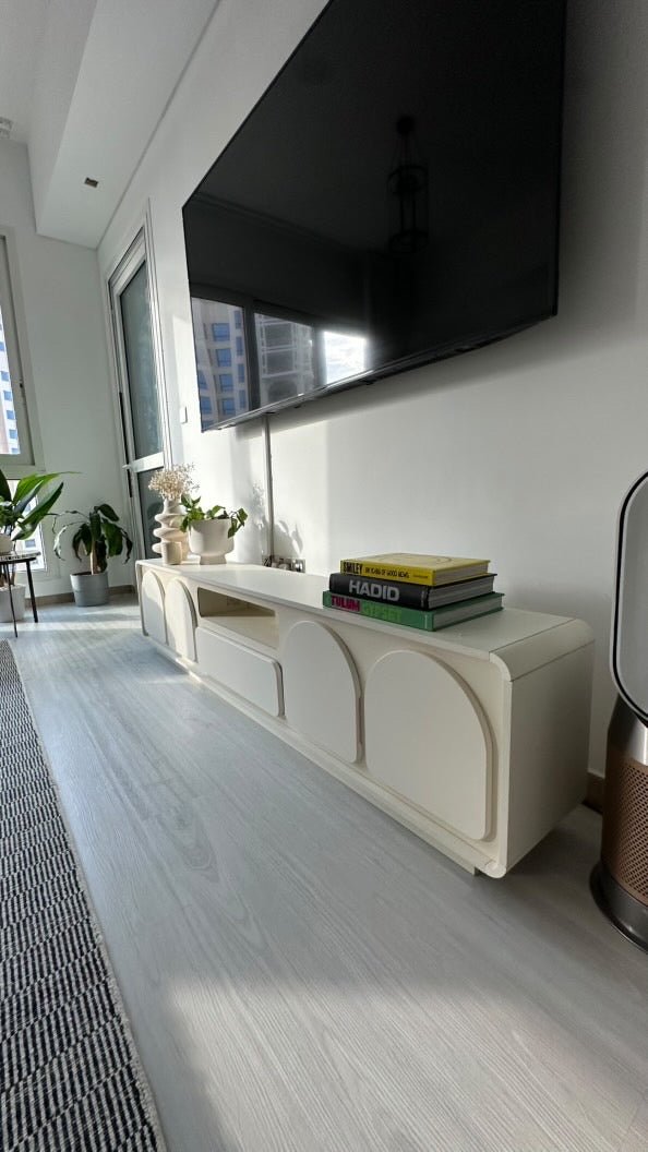 Minimalist Wooden TV Stand – Modern Media Console with Storage - SHAGHAF HOME