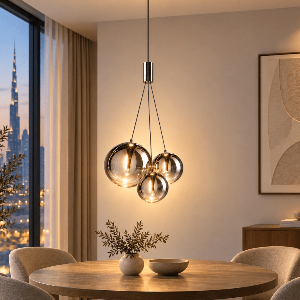 Modern 3-Light Smoked Glass Pendant Chandelier - SHAGHAF HOME