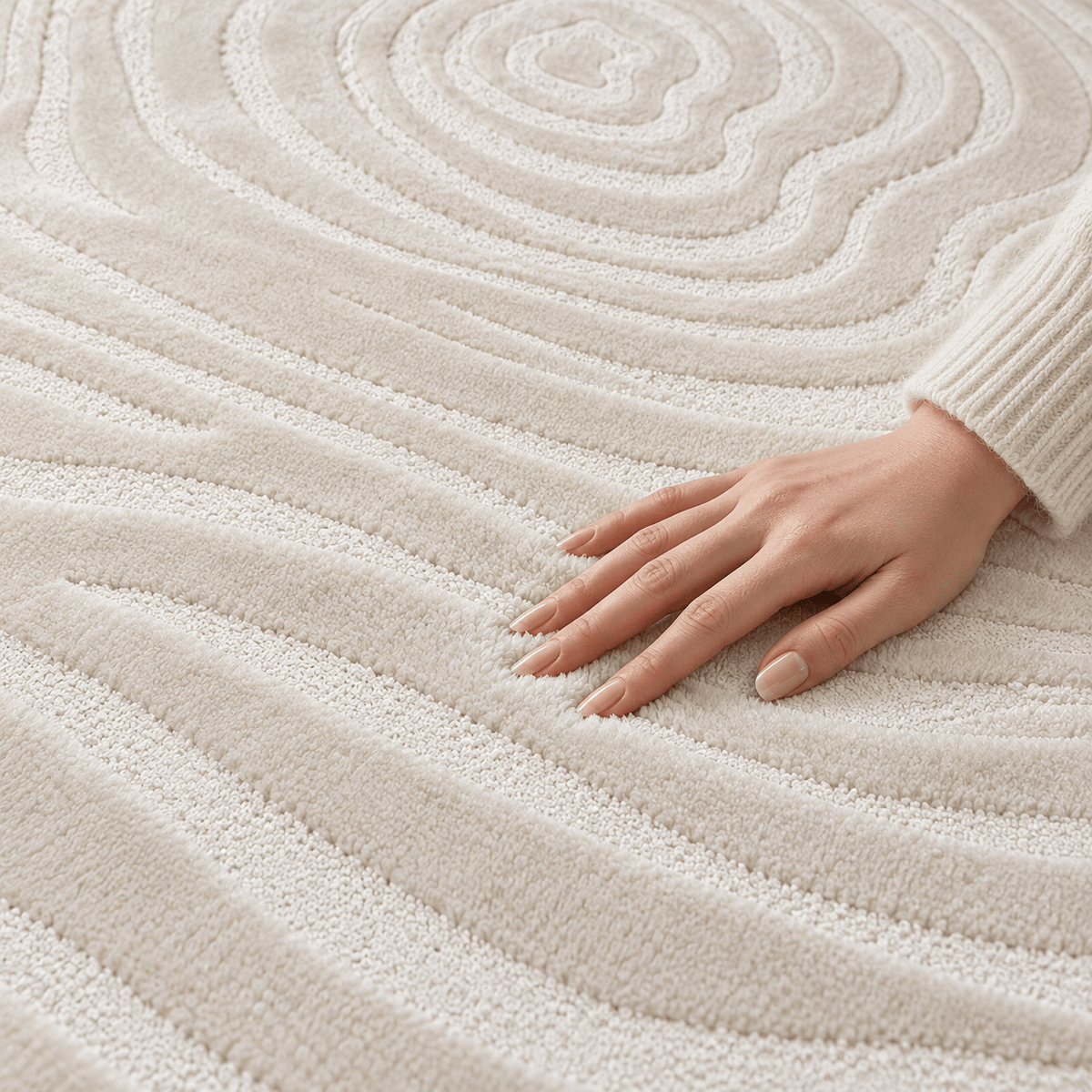 Modern 3D Contour Wave Carpet – Cream | 200 × 300 cm - SHAGHAF HOME