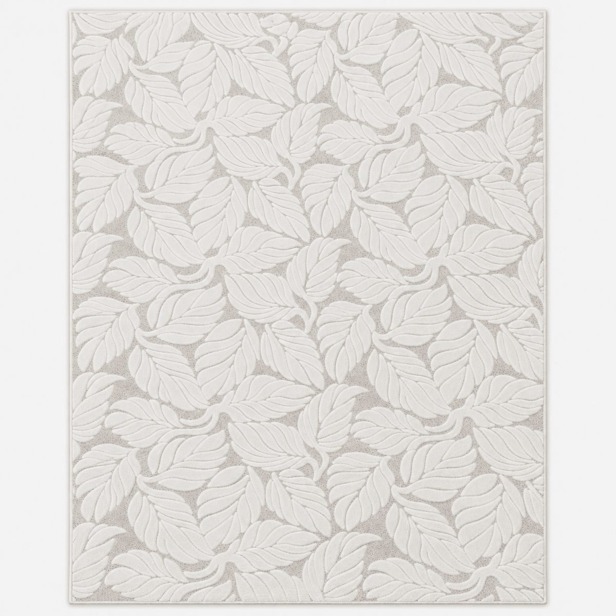 Modern 3D Leaf Pattern Carpet – White | 200 × 300 cm - SHAGHAF HOME