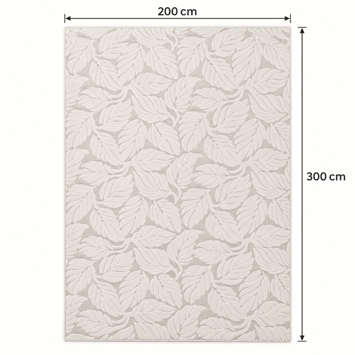 Modern 3D Leaf Pattern Carpet – White | 200 × 300 cm - SHAGHAF HOME