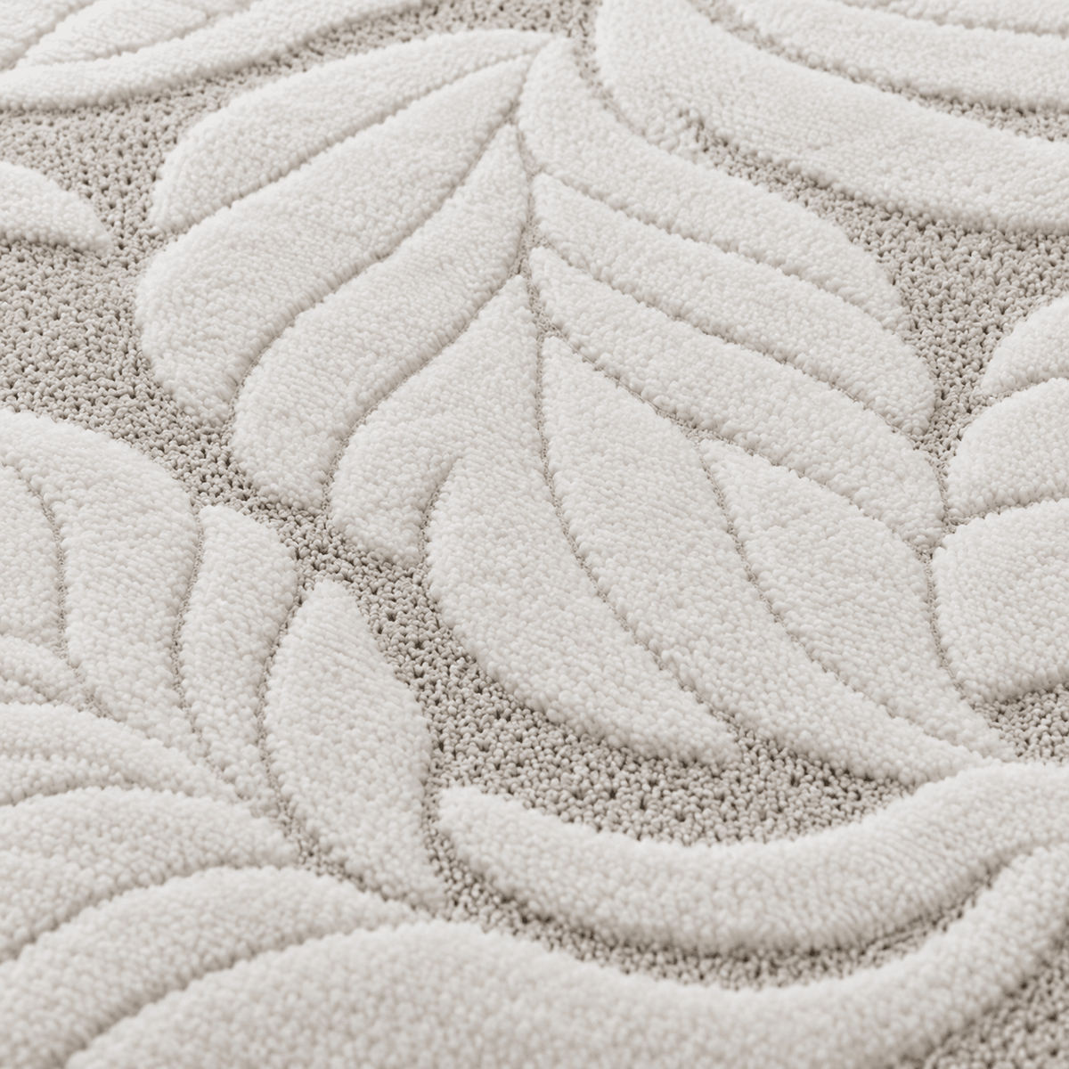Modern 3D Leaf Pattern Carpet – White | 200 × 300 cm - SHAGHAF HOME