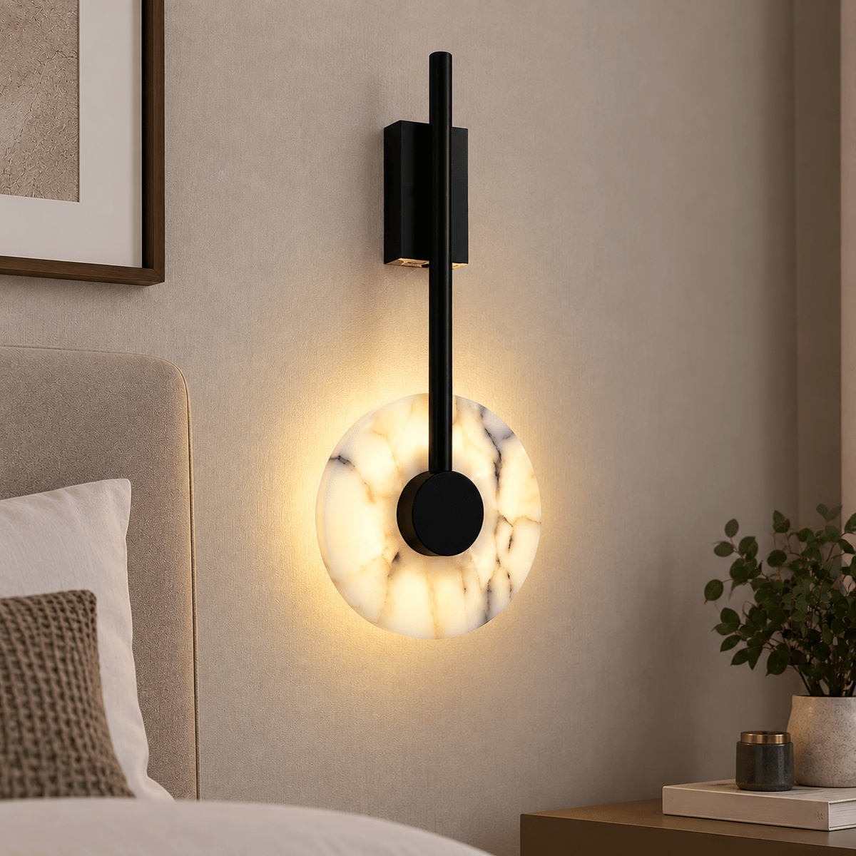 Modern Alabaster LED Wall Light – Black Luxury Wall Sconce - SHAGHAF HOME