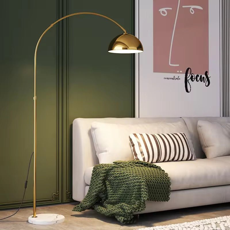 Modern Arc Floor Lamp with Gold Finish & Marble Base - SHAGHAF HOME