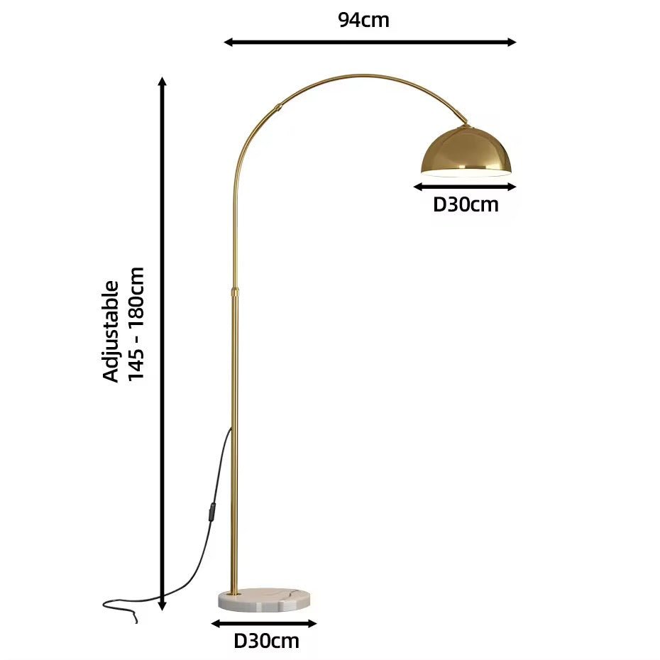 Modern Arc Floor Lamp with Gold Finish & Marble Base - SHAGHAF HOME