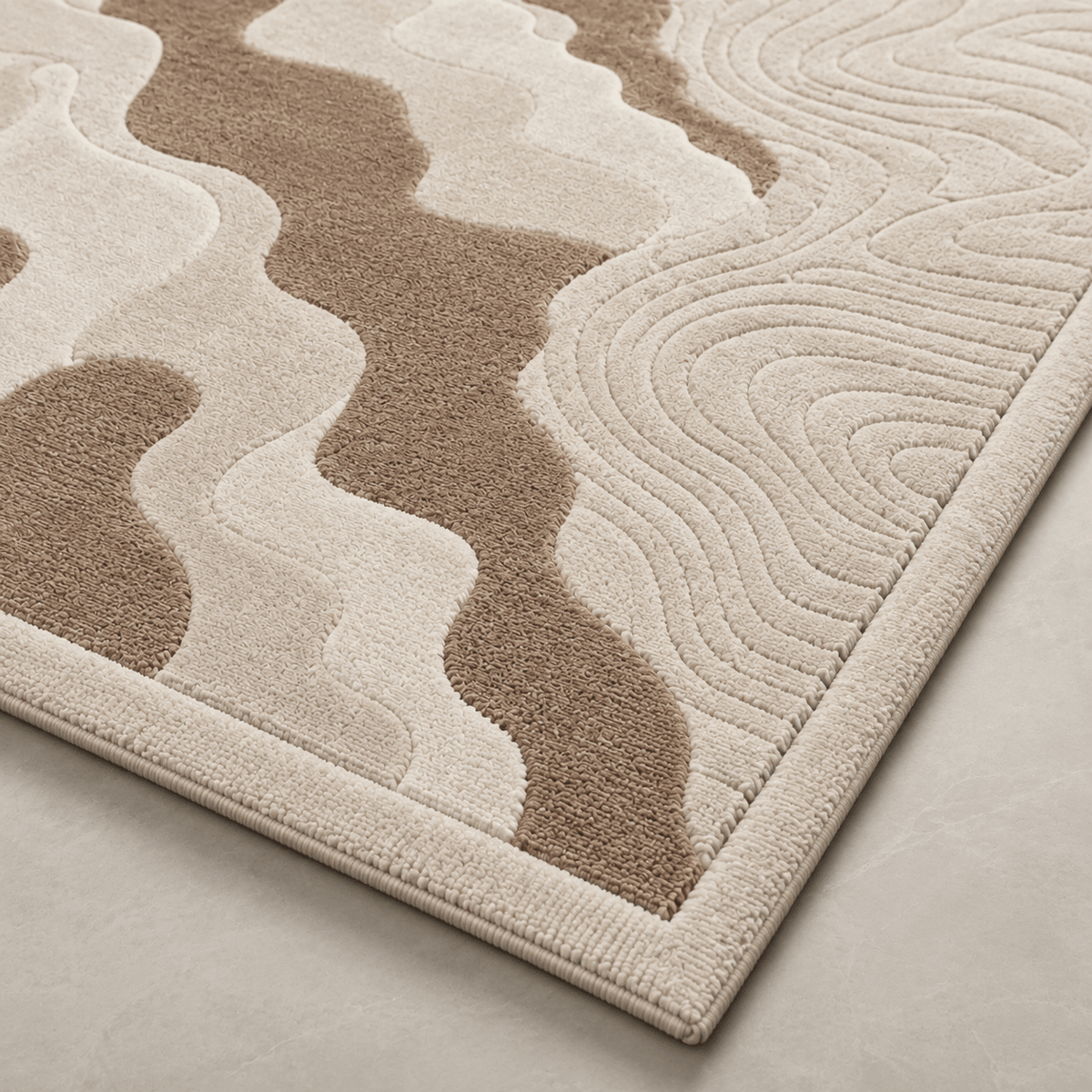 Modern Beige Abstract Rug 200×300 cm – Textured Luxury Carpet - SHAGHAF HOME