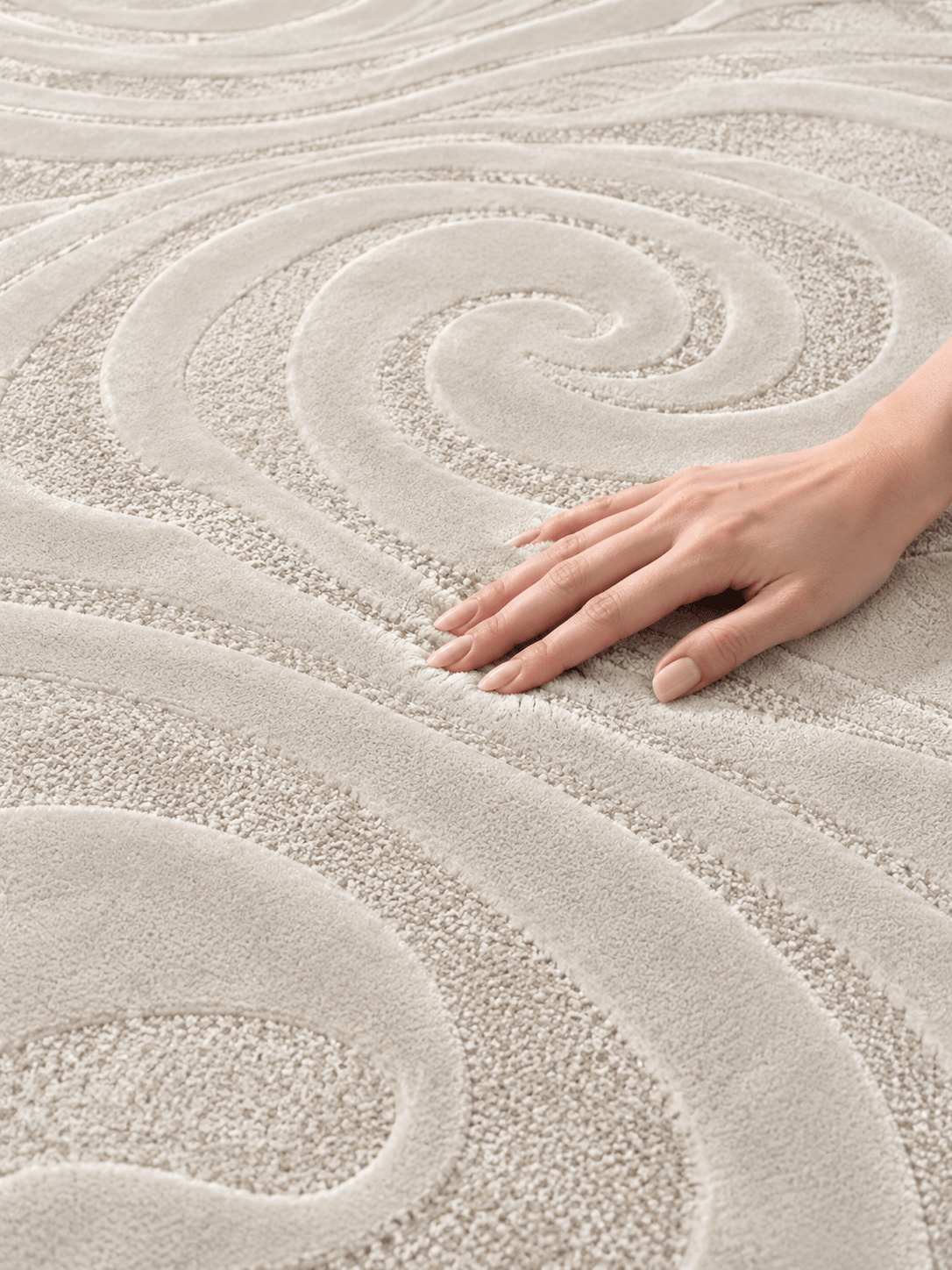 Modern Beige Swirl Rug – Large Textured Area Carpet - SHAGHAF HOME