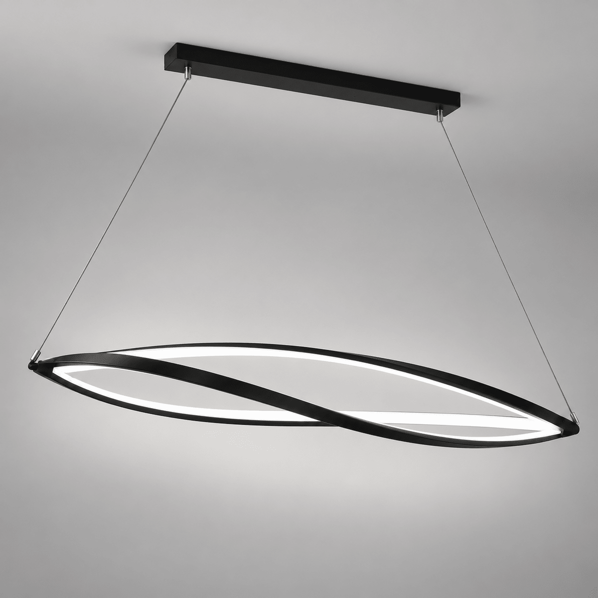 Modern Black Oval LED Pendant Light – Minimalist Hanging Ceiling Light - SHAGHAF HOME