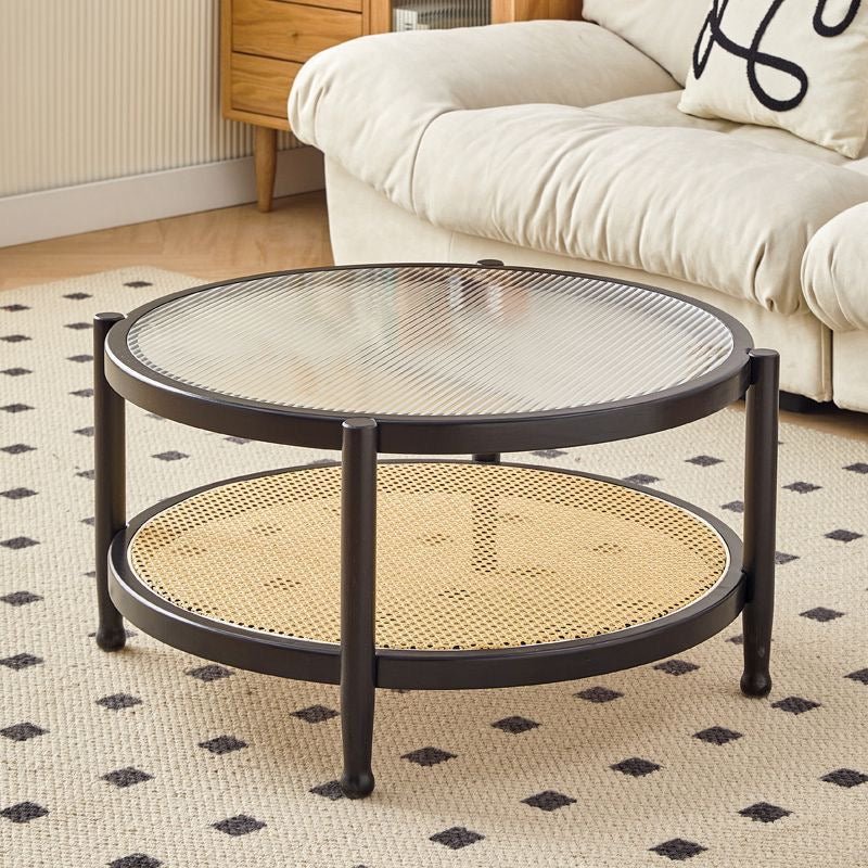 Modern Bohemian Natural Wood & Rattan Coffee Table Set - SHAGHAF HOME
