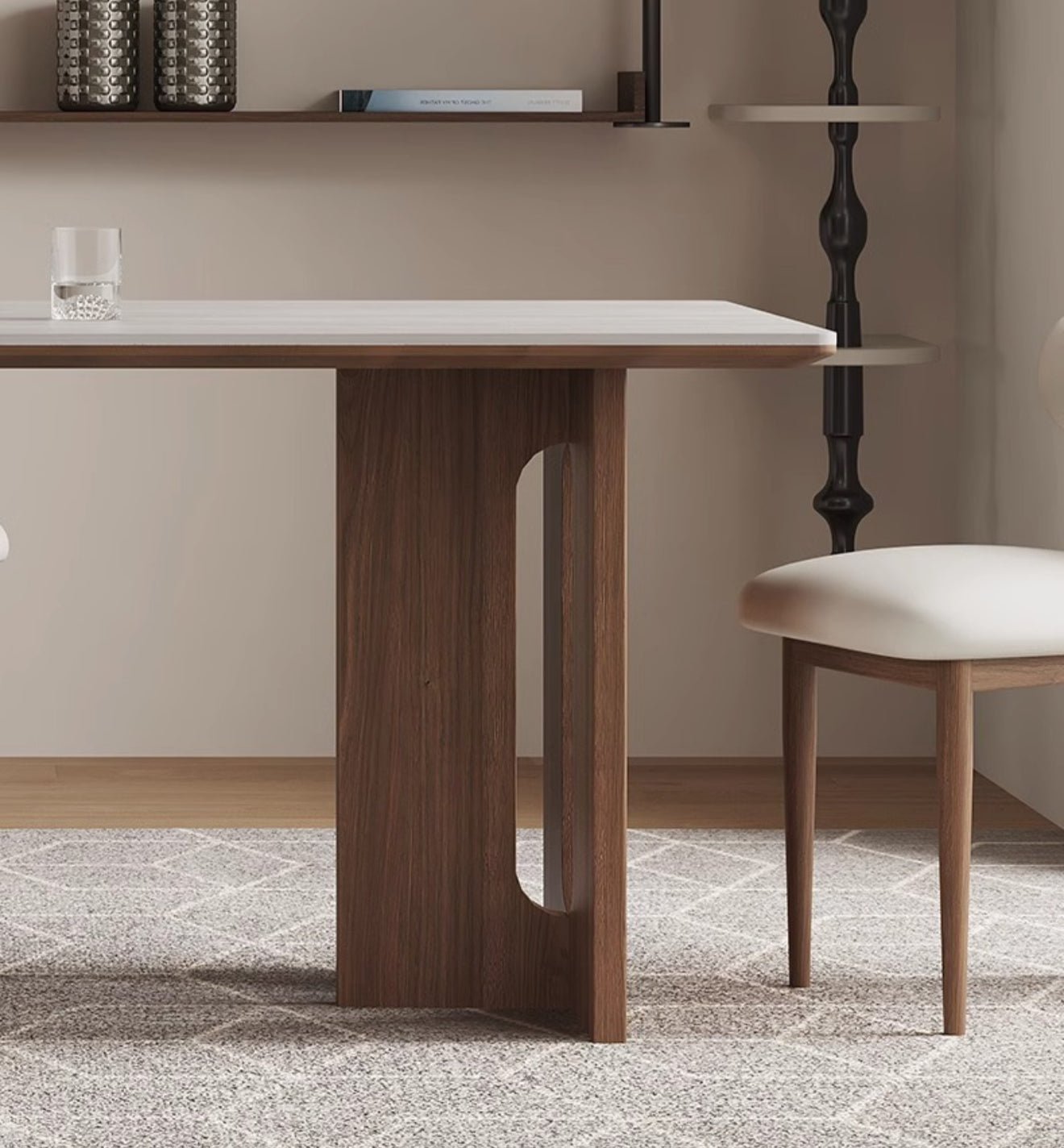 Modern Ceramic Dining Table with Natural Wood Base – Available in 2 Sizes - SHAGHAF HOME