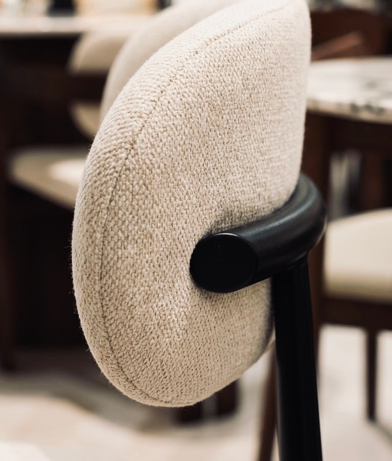 Modern Curved - Back Dining Chair with Metal Base – Light Textured Fabric - SHAGHAF HOME