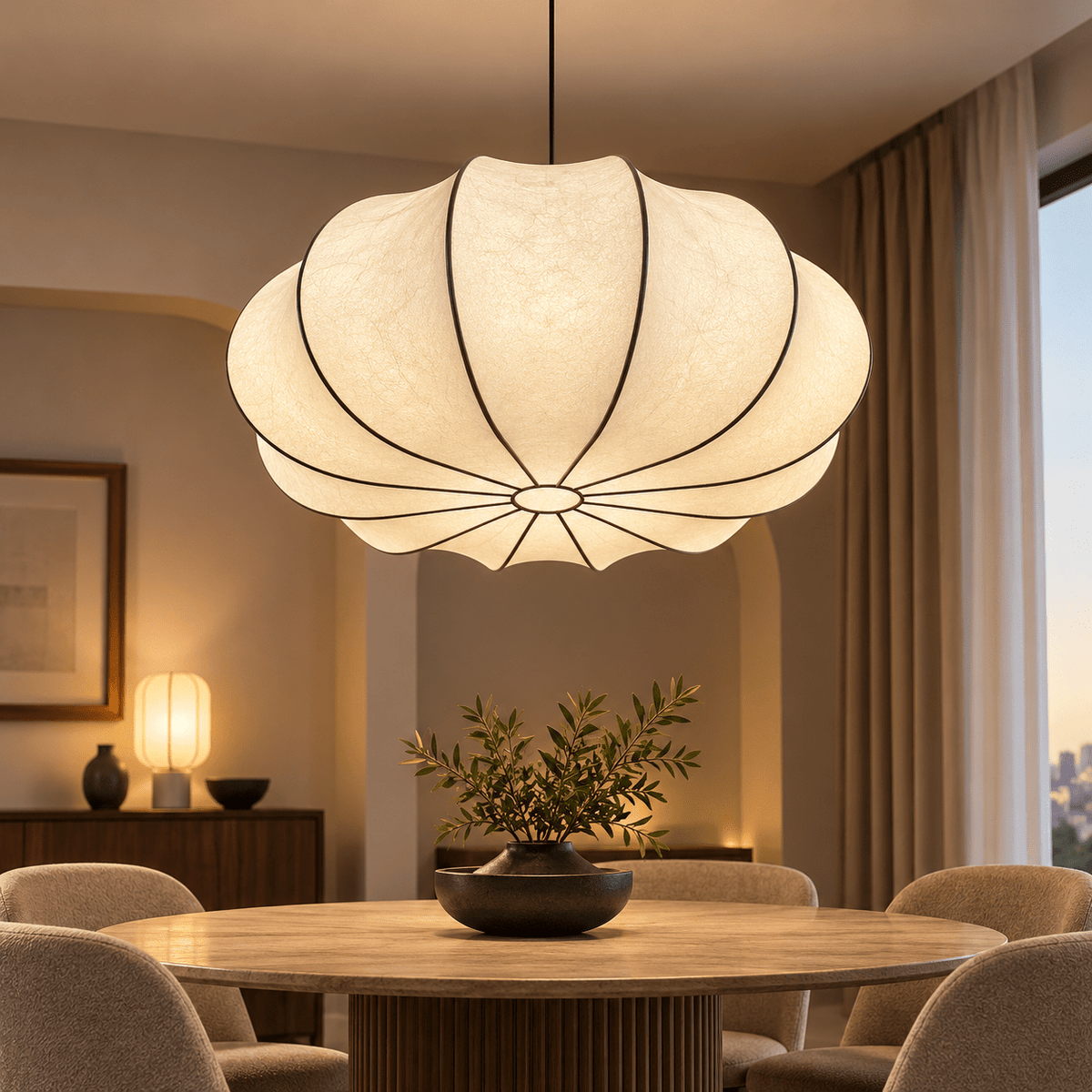 Modern Flower-Shaped Pendant Light 50cm – Cream Decorative Ceiling Lamp - SHAGHAF HOME