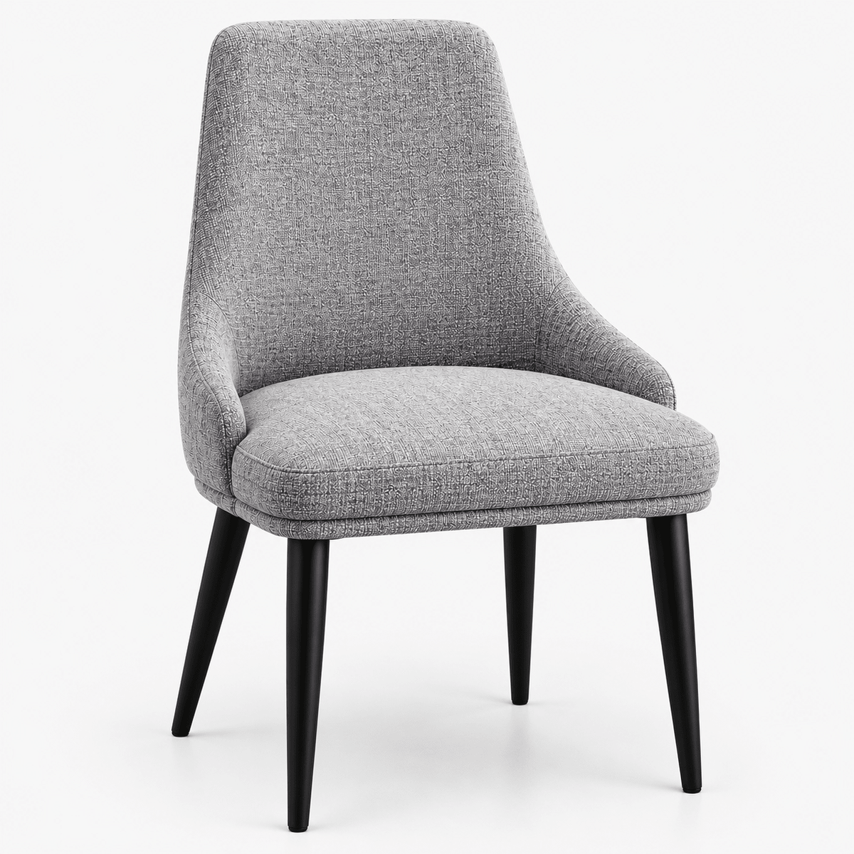 Modern Grey Fabric Upholstered Dining Chair with Black Legs - SHAGHAF HOME