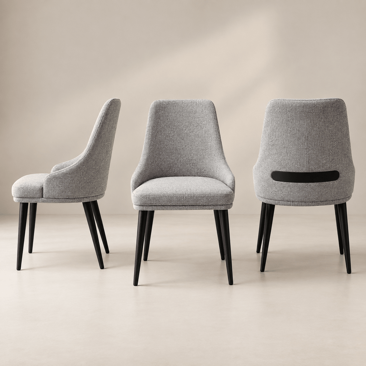 Modern Grey Fabric Upholstered Dining Chair with Black Legs - SHAGHAF HOME