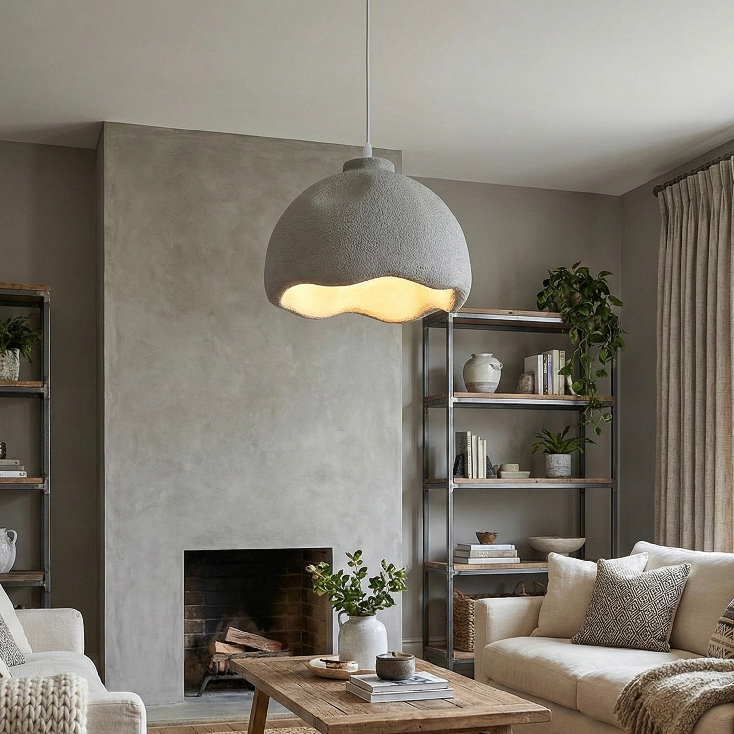 Modern Grey Sculptural Pendant Light – Minimalist Elegance - SHAGHAF HOME