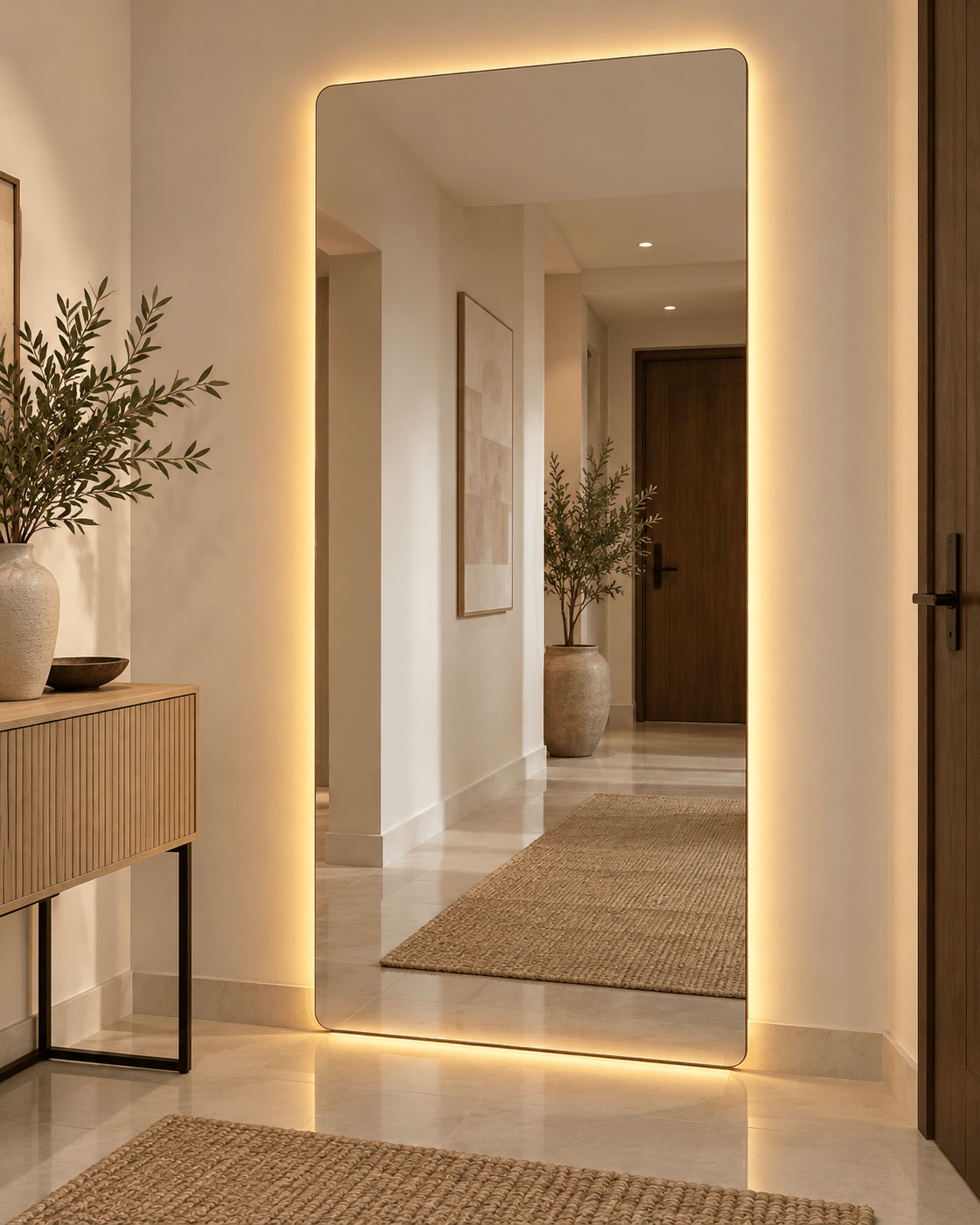 Modern Irregular LED Wall Mirror – Warm Backlit Decorative Mirror for Living Room, Bedroom & Hallway - SHAGHAF HOME