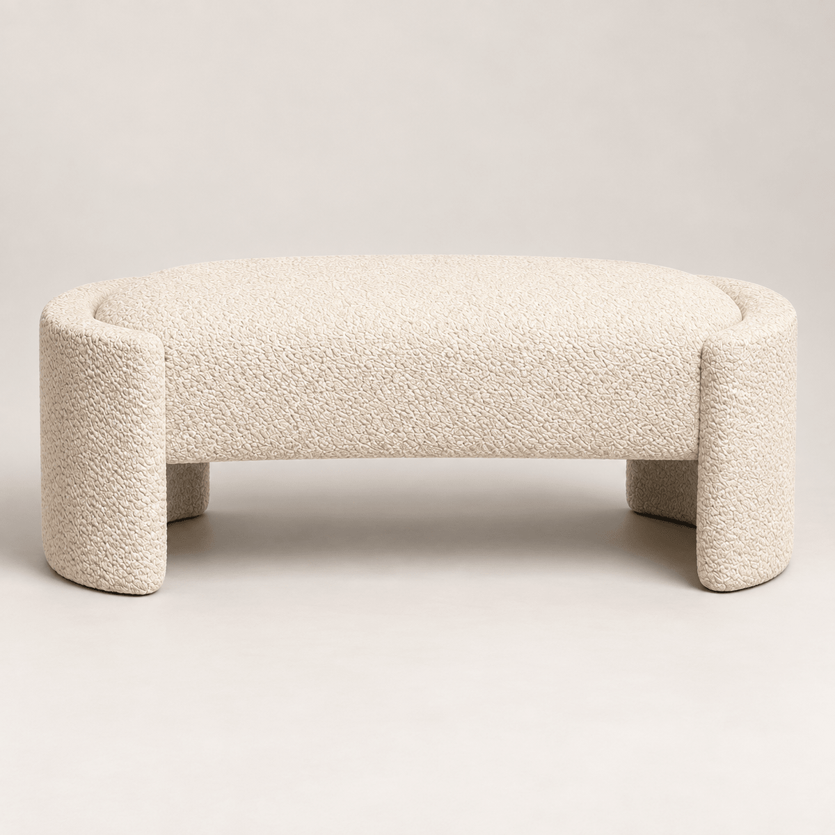 Modern Ivory Bouclé Upholstered Bench - SHAGHAF HOME