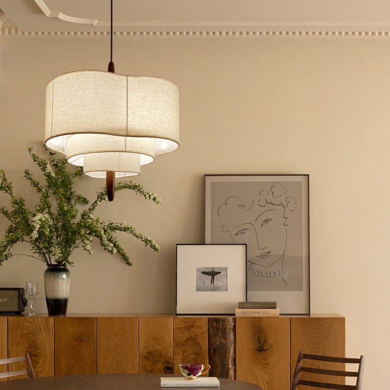Modern Layered Fabric Pendant Lamp – 70cm Wide - SHAGHAF HOME
