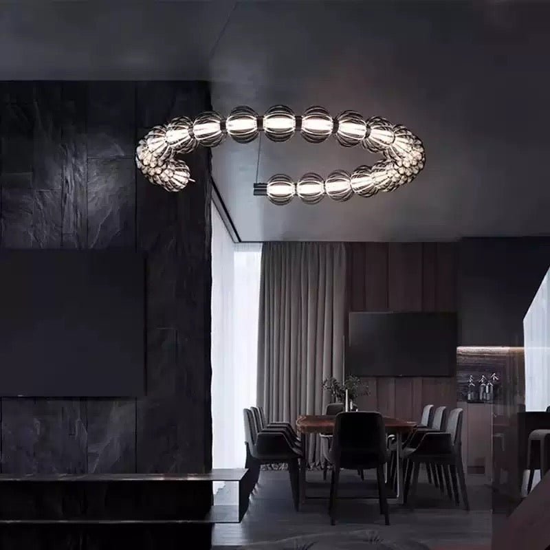 Modern LED Ring Chandelier with Spheres - SHAGHAF HOME