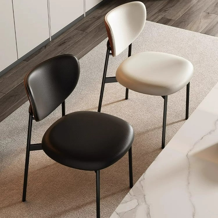 Modern Minimalist Dining Chair with Wood Backrest – Available in Black & White - SHAGHAF HOME