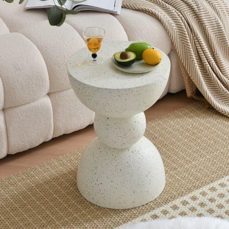 Modern Minimalist Sculptural stone like side table - SHAGHAF HOME