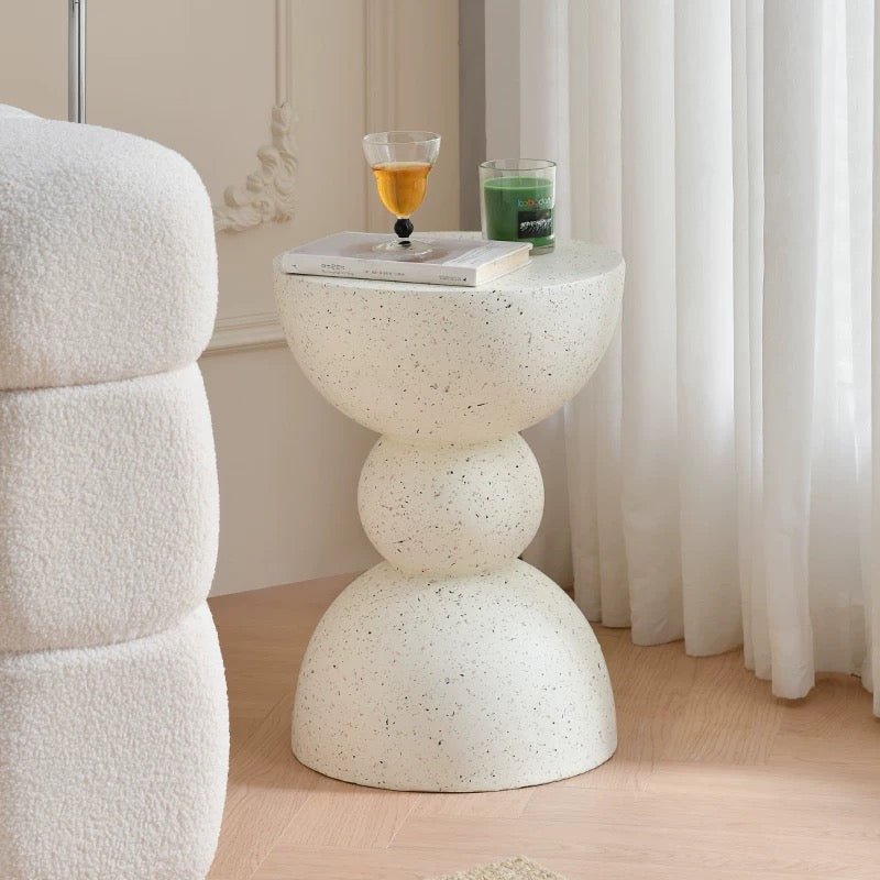 Modern Minimalist Sculptural stone like side table - SHAGHAF HOME