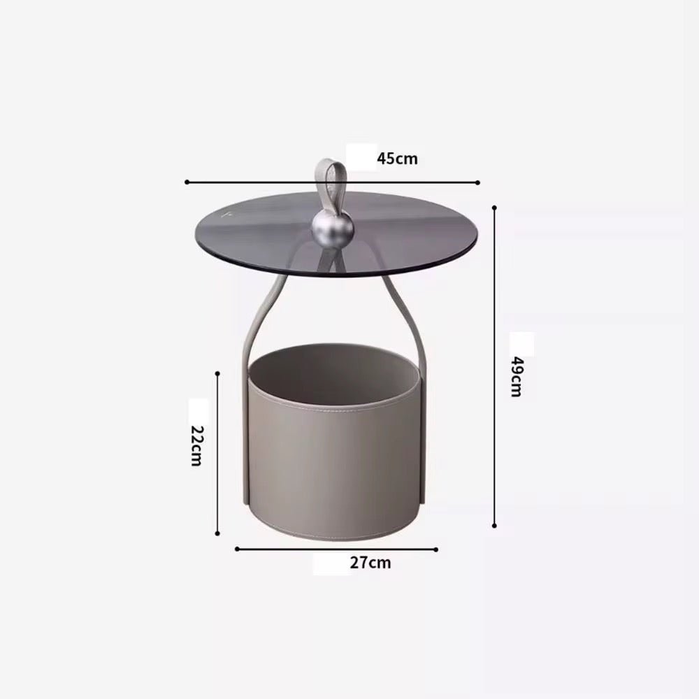 Modern Minimalist Side Table with Storage – Artificial Leather & Tempered Glass - SHAGHAF HOME