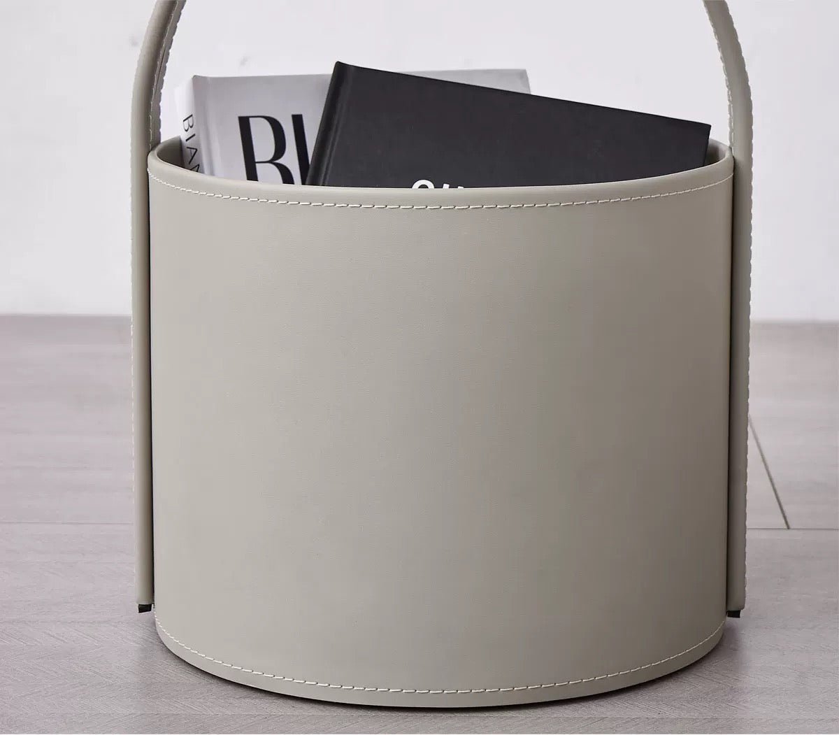Modern Minimalist Side Table with Storage – Artificial Leather & Tempered Glass - SHAGHAF HOME