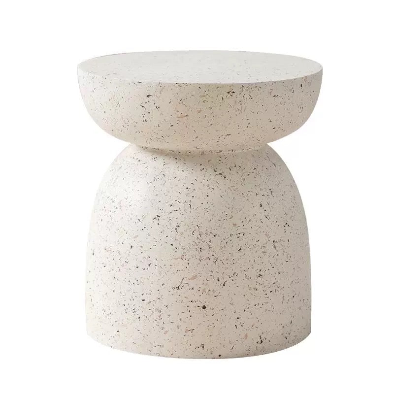Modern Minimalist Terrazzo Side Table – Cream White - SHAGHAF HOME