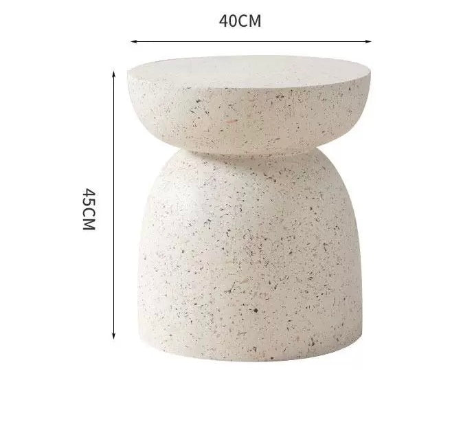Modern Minimalist Terrazzo Side Table – Cream White - SHAGHAF HOME