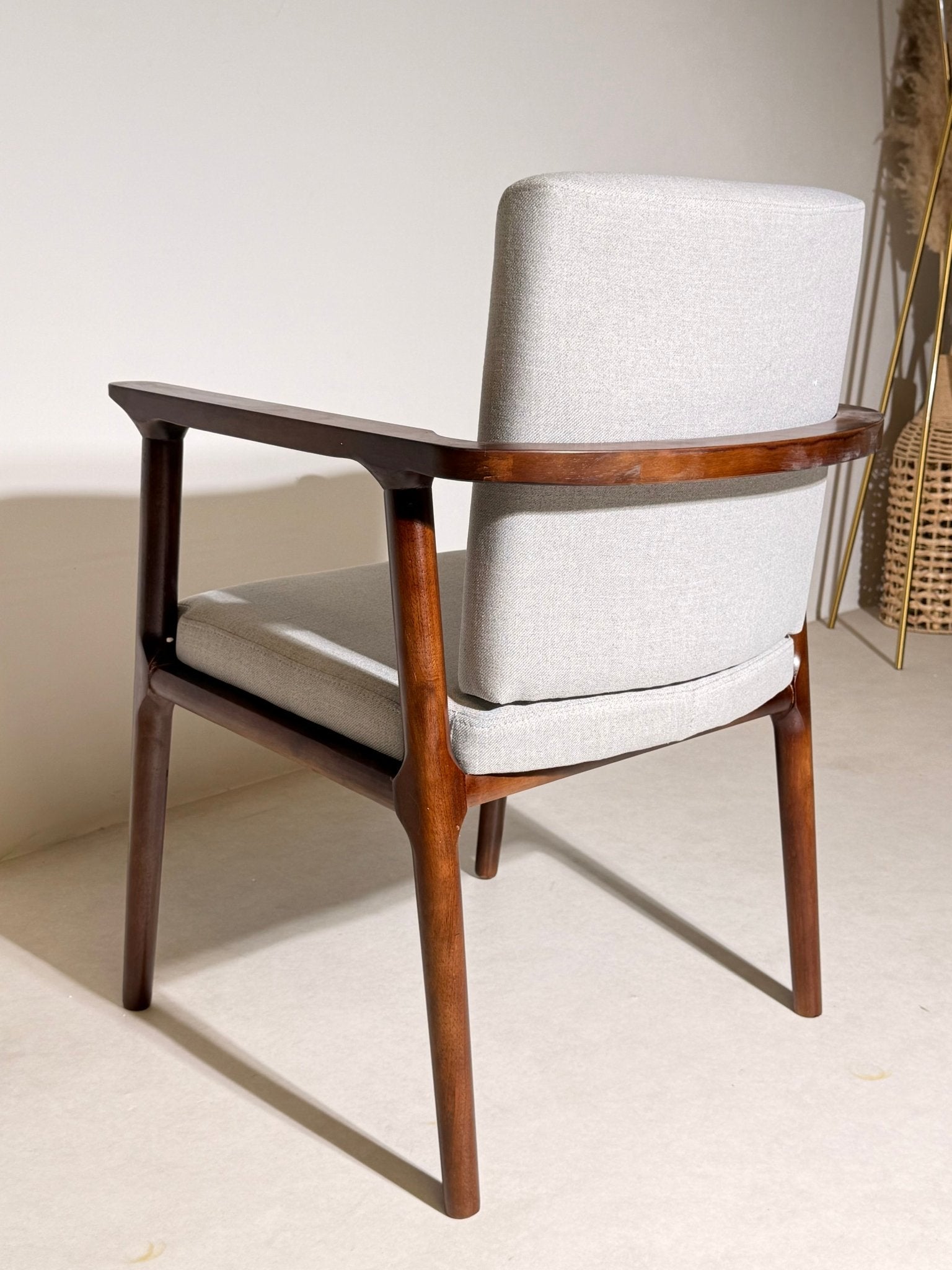 Modern Natural Wood Lounge Chair – Light Grey Upholstery - SHAGHAF HOME