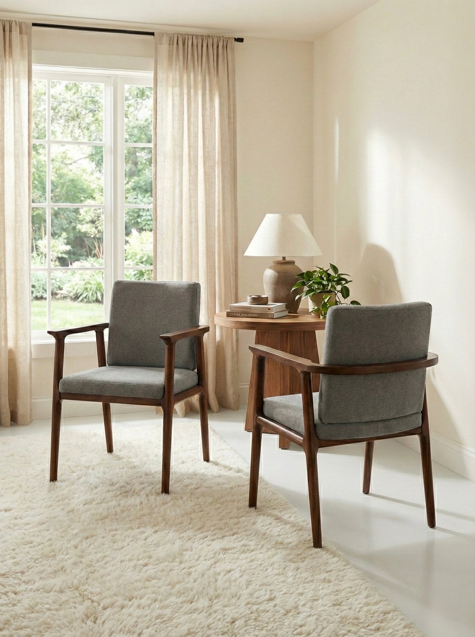 Modern Natural Wood Lounge Chair – Light Grey Upholstery - SHAGHAF HOME