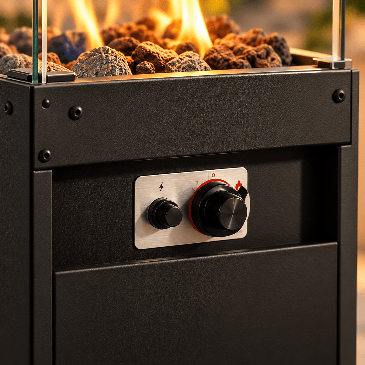 Modern Outdoor Gas Patio Heater with Glass Flame Column - SHAGHAF HOME