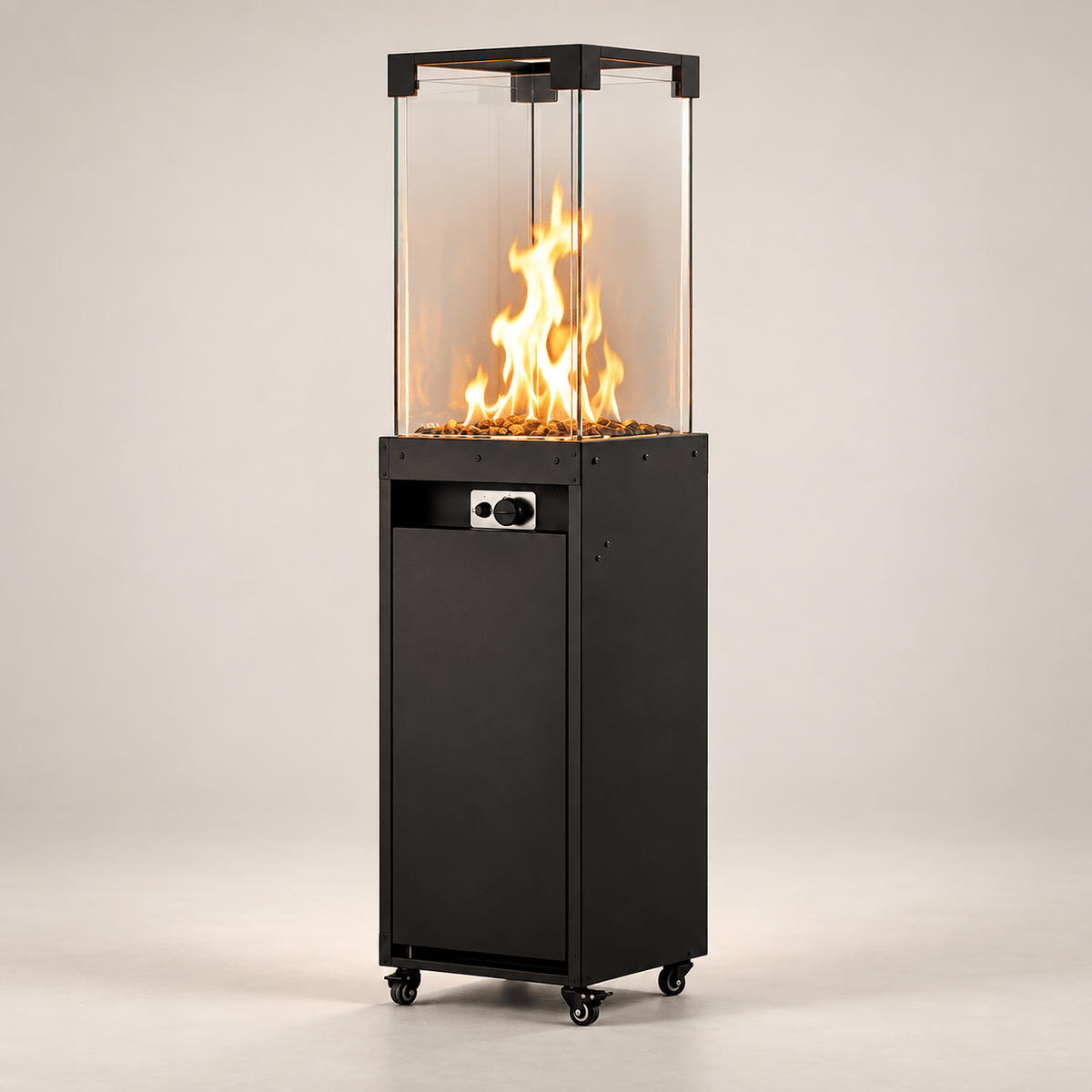 Modern Outdoor Gas Patio Heater with Glass Flame Column - SHAGHAF HOME
