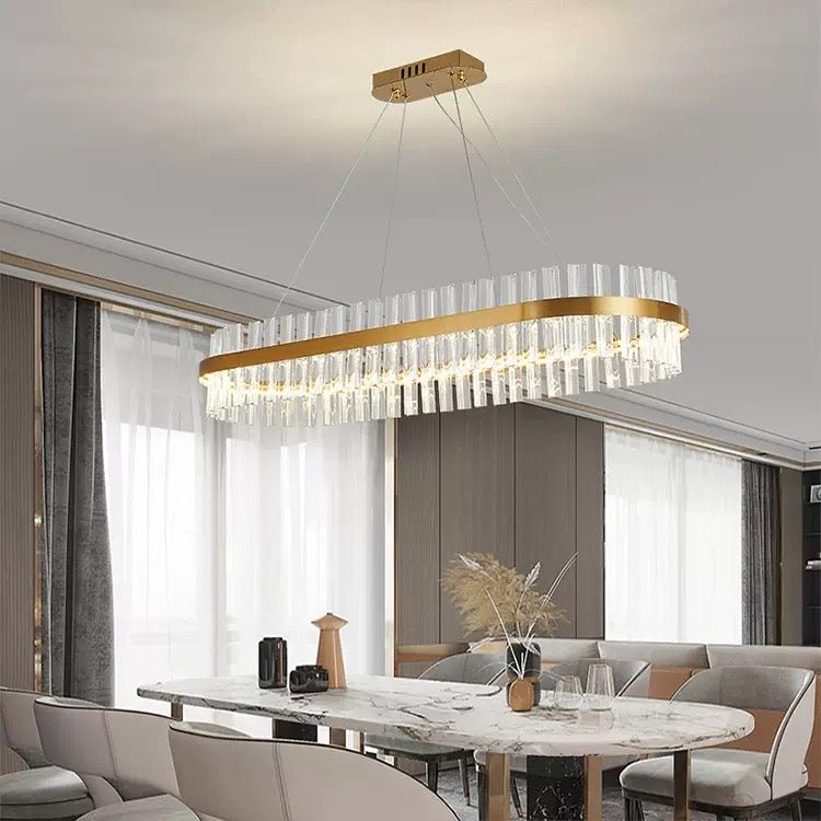 Modern Oval Crystal LED Chandelier – 120 cm (3 Light Colors) - SHAGHAF HOME