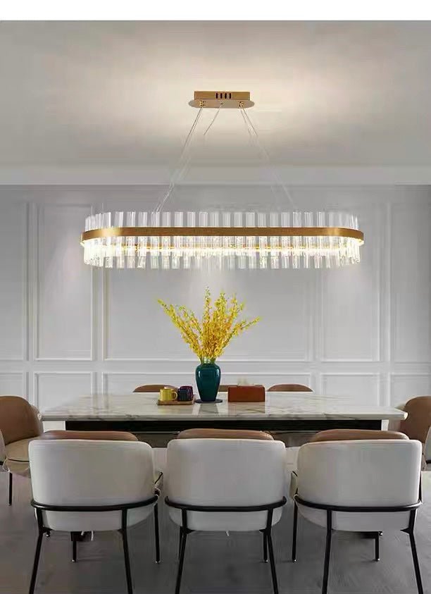 Modern Oval Crystal LED Chandelier – 120 cm (3 Light Colors) - SHAGHAF HOME