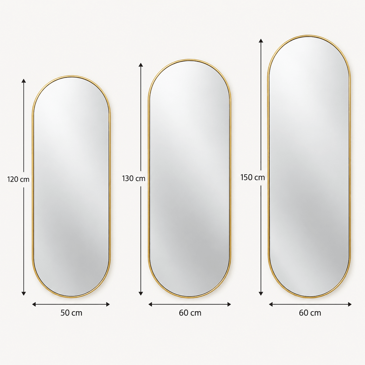 Modern Oval Full-Length Wall Mirror – Black & Gold Frame - SHAGHAF HOME