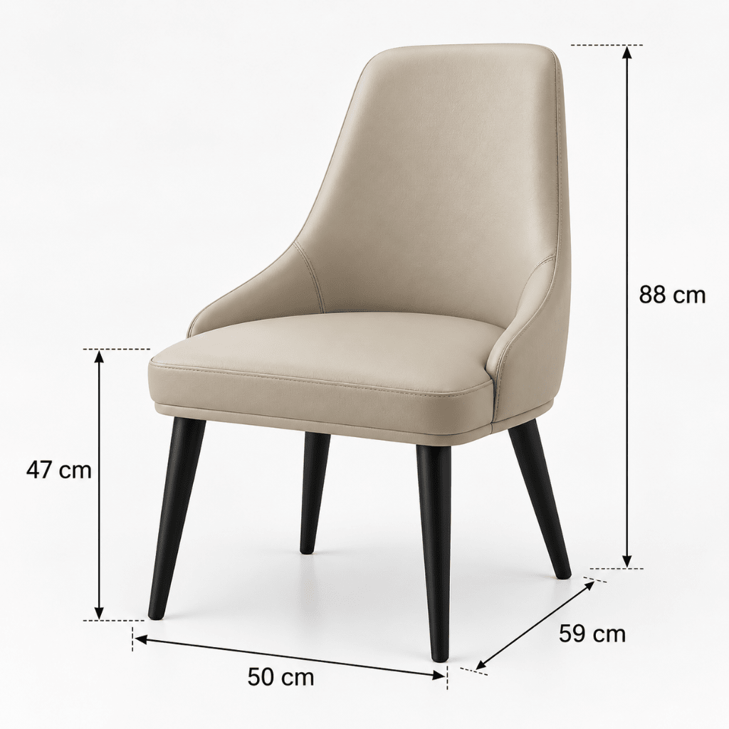 Modern PU Leather Dining Chair with Black Legs – Beige - SHAGHAF HOME