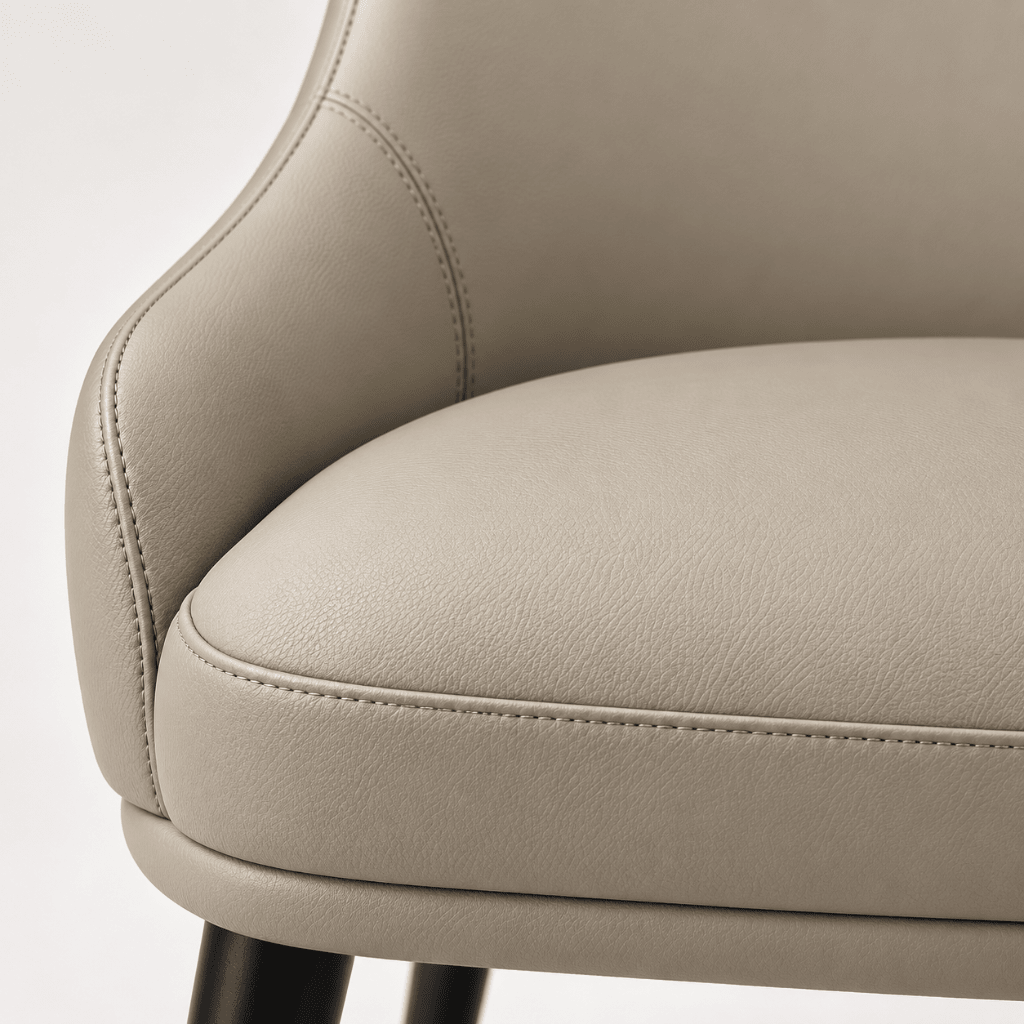 Modern PU Leather Dining Chair with Black Legs – Beige - SHAGHAF HOME