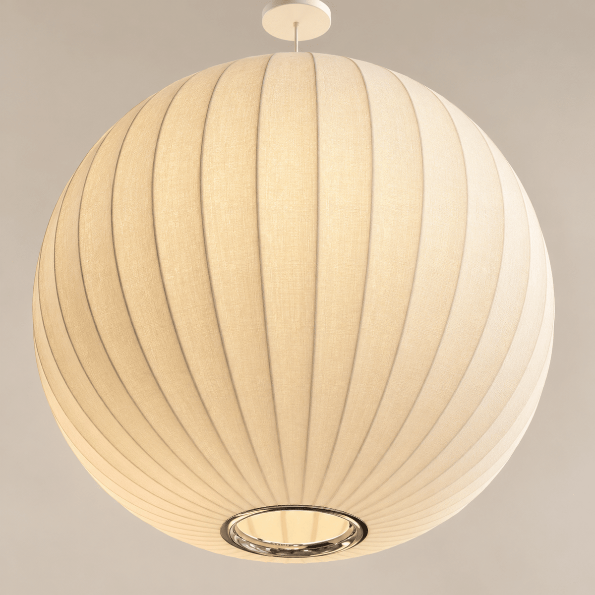 Modern Ribbed Globe Pendant Light 50 cm – Ivory Hanging Ceiling Lamp - SHAGHAF HOME
